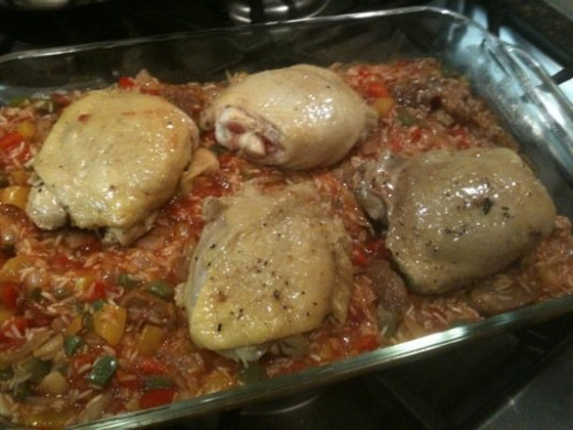 Getting everything ready to go in the oven.