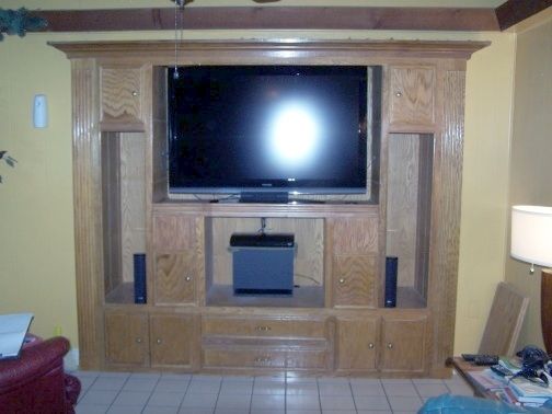 Built-In Entertainment Center Using Nail Guns From Father's Day