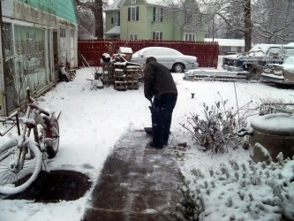 Dad Shoveling Snow
