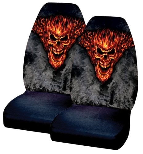 Raging Inferno Skull Flames Smoke Front Bucket Covers
