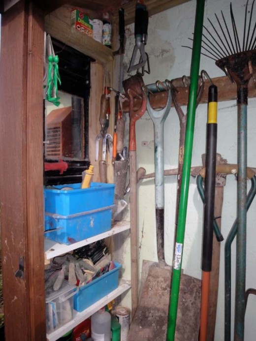 Inside view of new garden tool shed