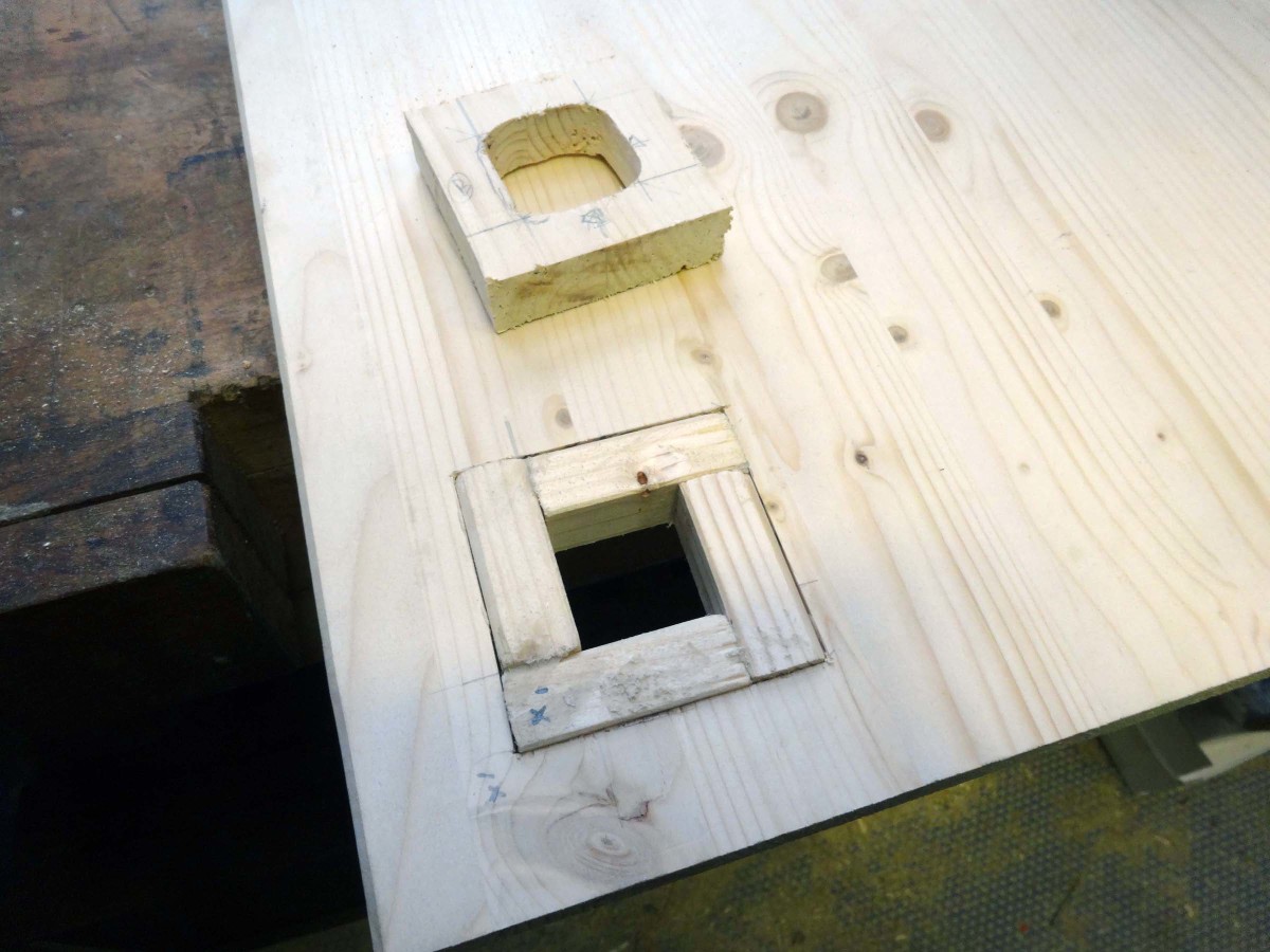 Glue and fit the wooden squares in place