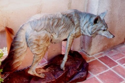 Wolf sculpture.