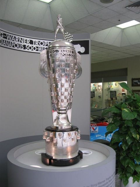 This is the Borg-Warner trophy. Winners of the Indianapolis 500 Mile Race receive a baby Borg.