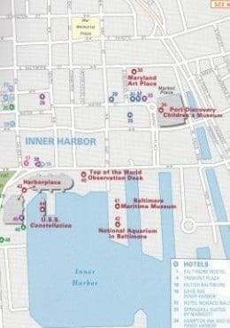 Section of Downtown and Inner Harbor Map