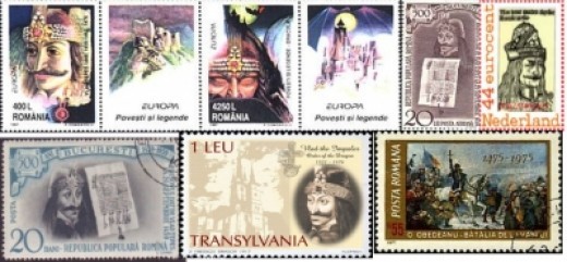 Collage of Vlad the Impaler stamps