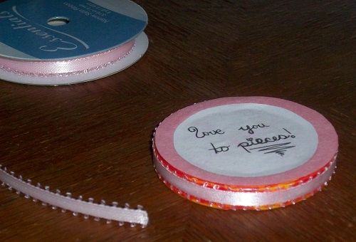 Glue Ribbon on Lid for Valentine