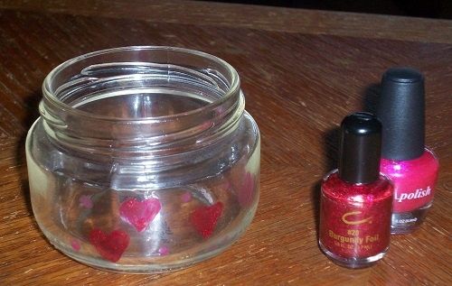 Paint Hearts on Valentines Jar