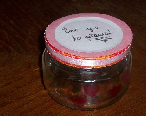 Valentines Jar Painted with Hearts
