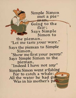 Image: Simple Simon from the Project Gutenberg E Book of Denslow's Mother Goose by William Wallace Denslow Public domain image