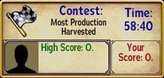 A contest for most Production harvested is announced.