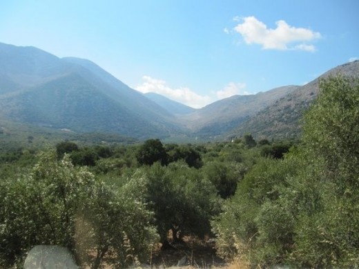 A small valley between the mountains in Crete.