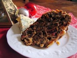 Christmas cake served with Stilton cheese