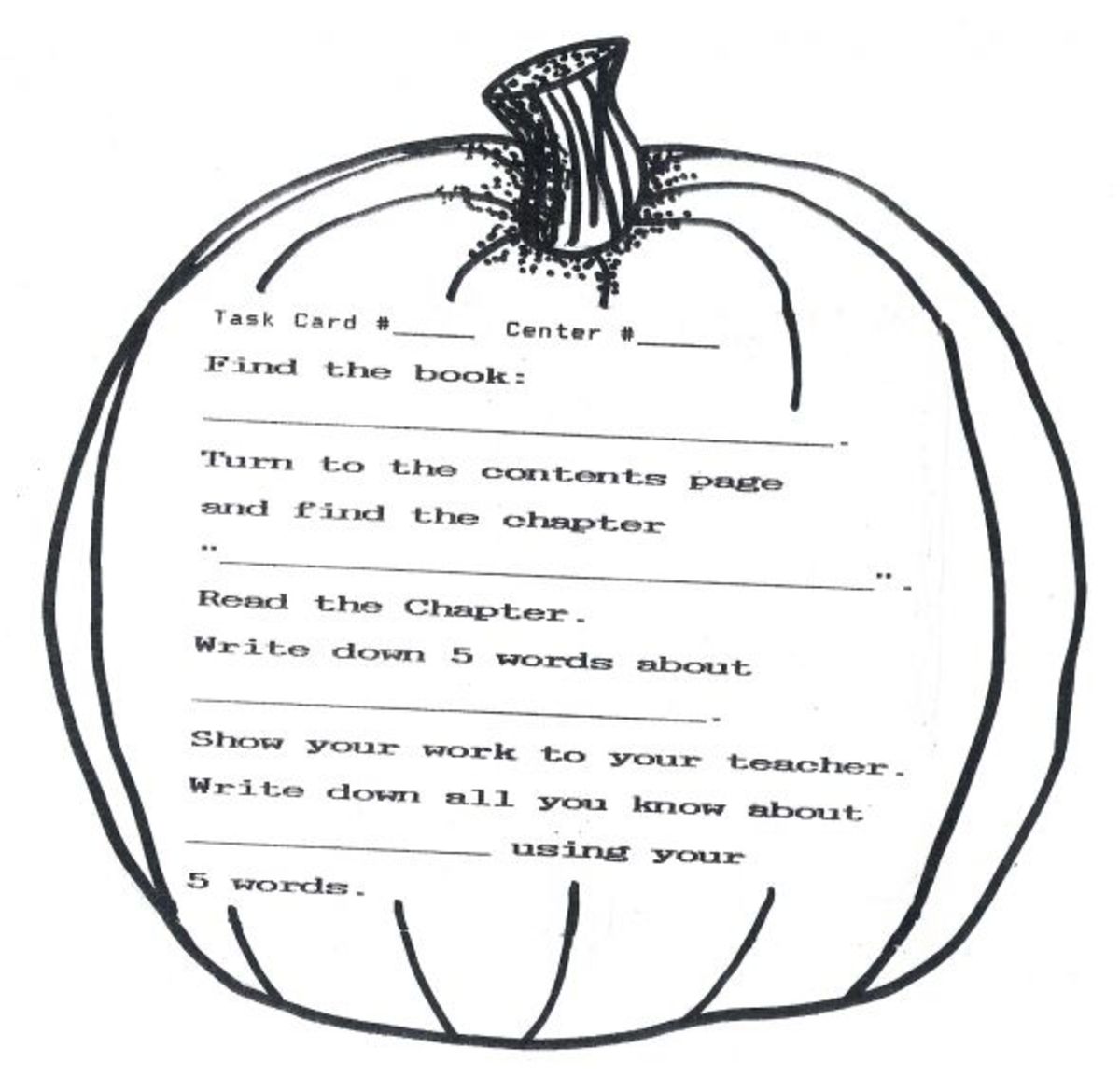 Pumpkin Task Card
