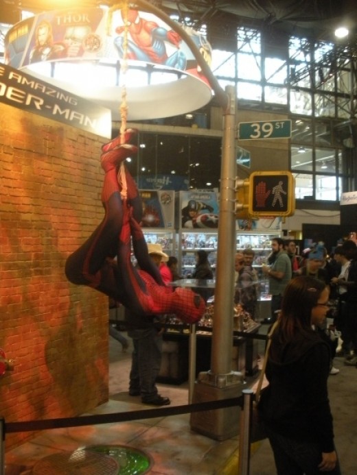 A photo opportunity with an upside-down Spider-Man, courtesy of Hasbro!