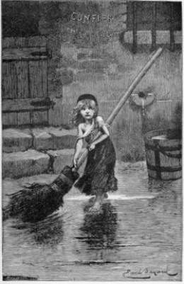 Etching of the young Cosette from Les Miserables Etching of the young Cosette from Les Miserables