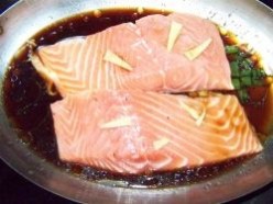 Salmon - Grilled wiith Soy Sauce, EVOO & Ginger