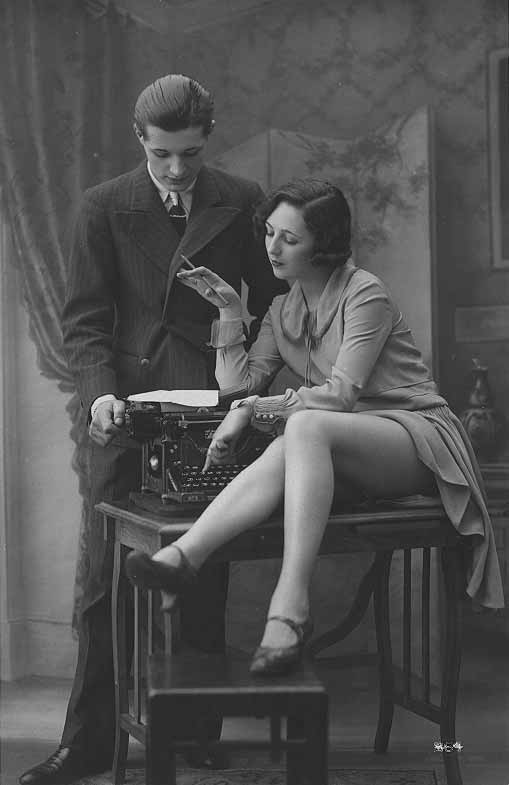 "As the Internet and on-line porn hasn't been invented yet Mr Crevis, you'll just have to do with me and my typewriter.." 