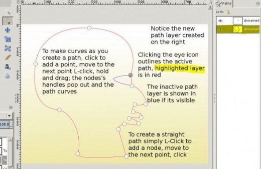 GIMP 2.8 Pen Tool Tutorial Path Layers