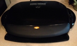 Just plug in the George Foreman grill and let it warm while preparing the food.