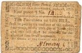 This 4-Pence Colonial Note was issue by New Hampshire in 1776