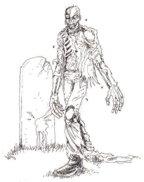 Zombie Sketched with black ink as a quick zombie sketch.