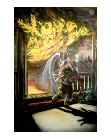 Guardian Angel Rescuing Fireman. AllPosters.com
