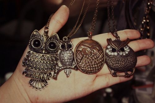 vintage owl necklaces