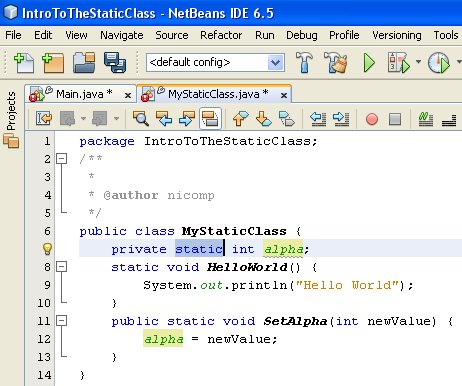 Figure 06 - The variable alpha is declared as static