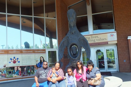 Family Photo outside the Alaska Native Museum