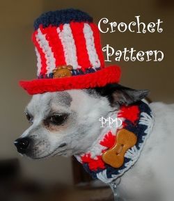 Uncle Sam Dog Hat &amp; Collar