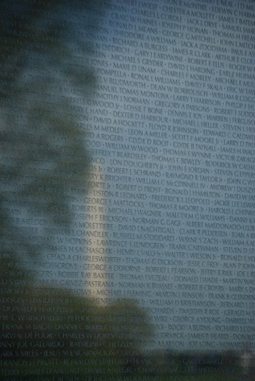 Washington Monument reflected in Vietnam Memorial