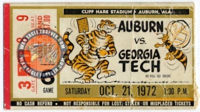 1972 Auburn-Georgia Tech Football Ticket Stub