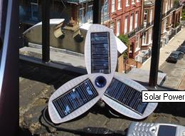 Solio. The solar power charger. Use it to charge your phones and ipods.