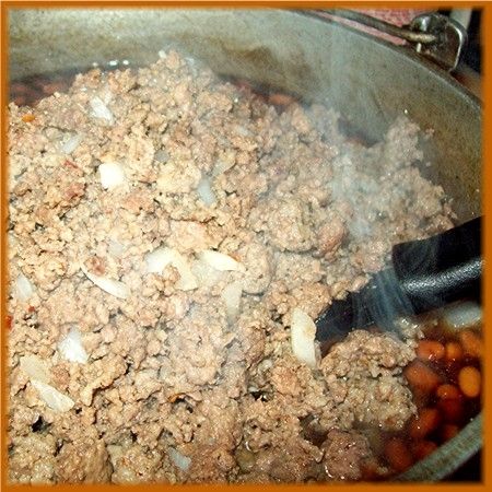 Once the brown sugar is mixed in, add the browned meat.