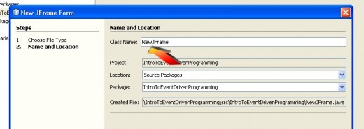 Figure 02 - Accept the default name for the JFrame