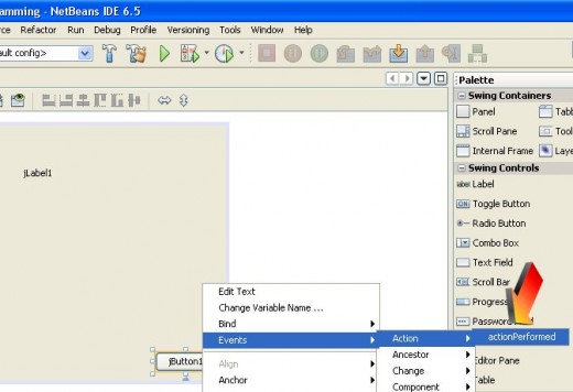 Figure 05 - Creating the Click Event handler for the button on the JFrame