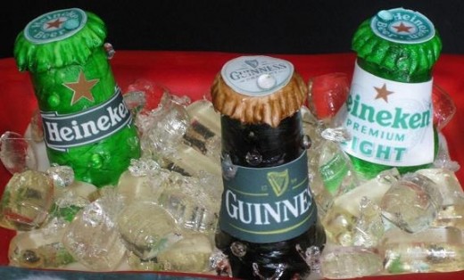 This site has several beer cake options for your viewing pleasure: http://www.piece-a-cake.com/beer-birthday-cake.html