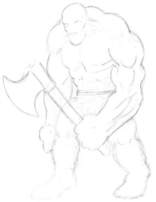 The first initial draft sketch of your ugly looking troll takes shape, feel free to take your time with it though!