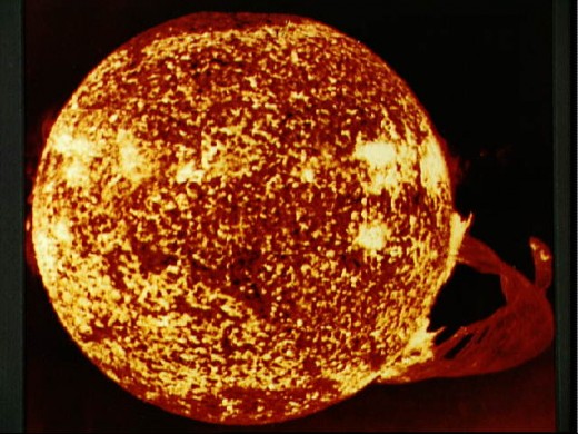 SkyLab image of 1973 solar flare (one of the largest in history).