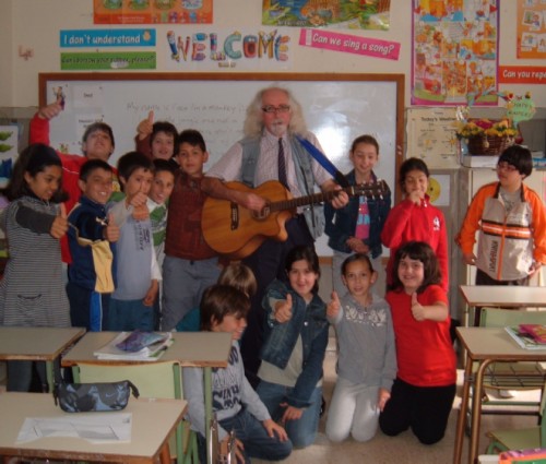 Bard of Ely and the children in the English classroom