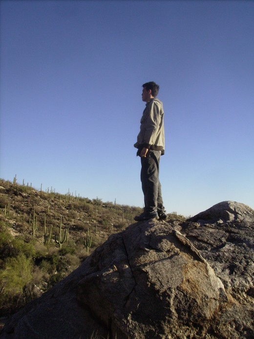 Taking in the view along Finger Rock Trail in Tucson, AZ