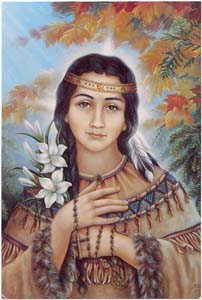 Kateri Holy Card. Credit: Marc A. Maes, Civil Engineering Dept, University of Calgary; 17th Century Women.
