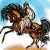 Bedouin rider on a bay Arabian stallion Bedouin rider on a bay Arabian stallion