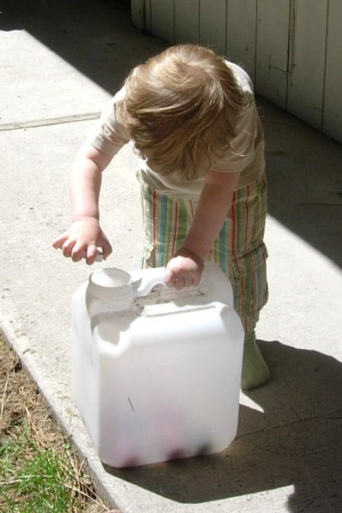 Helping to water the garden