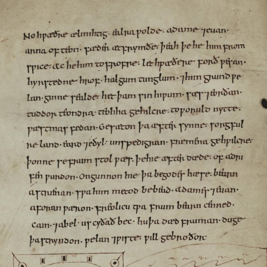 The Original Anglo-Saxon text from "The Story of Caedmon".