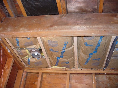 Ceiling over the tub before drywall