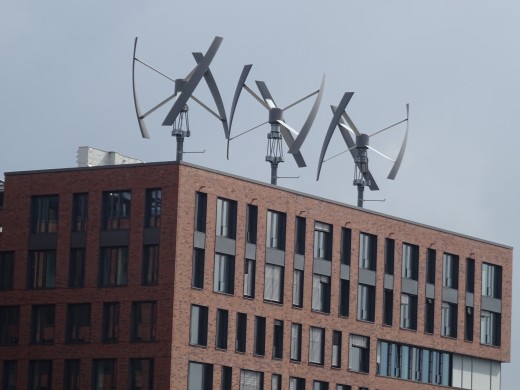 Wind power generators on top of the Greenpeace Offices