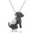 Sterling Silver Black and White Diamond Dog Pendant