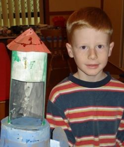 Riley and his rocket in preschool.